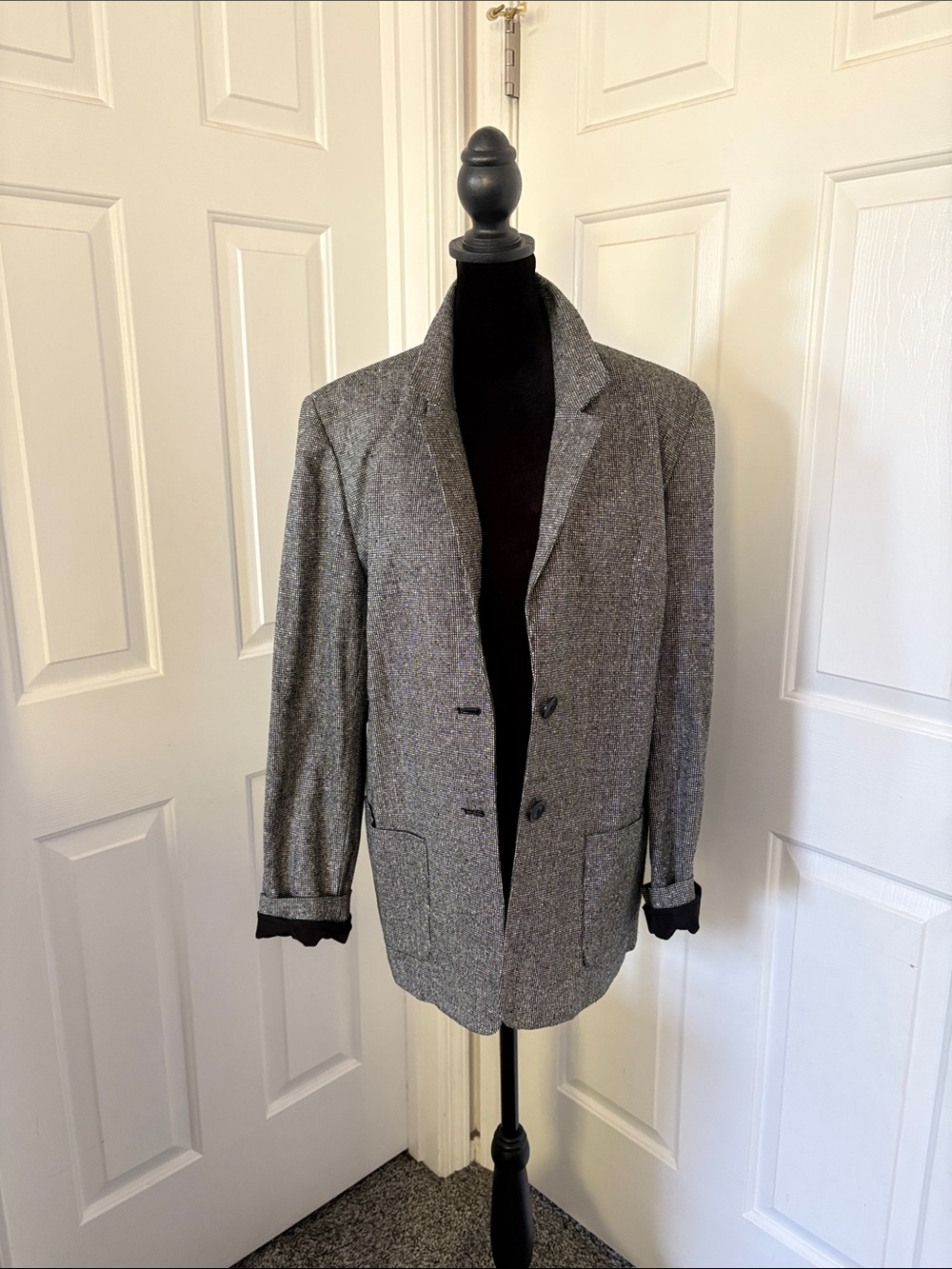 Appleseed's Gray Tweed Two- Button Blazer